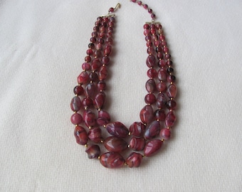 Vintage Multi-strand Necklace, Reddish