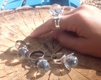 Crown Crystal Ball Ring