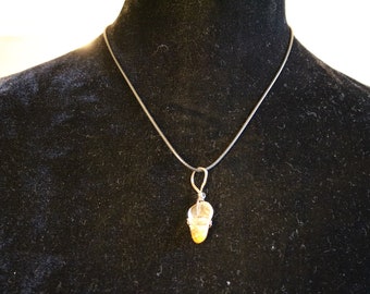 Wire Wrapped Citrine Tumbled Stone Necklace