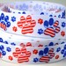 Dog Ribbon - Paw Print Ribbon - Patriotic Paw Prints - 7/8" Grosgrain Ribbon