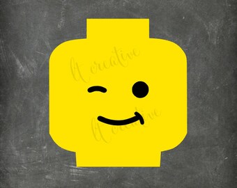 Lego Winky Face Svg, Lego Svg, Lego Head Svg, Lego Face Svg, Svg Files, Minifig, Cricut Cut Files, Silhouette Files, Vinyl Files