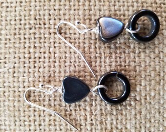 Heart Ring Hematite Earrings
