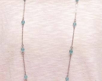 42" Aqua Sea Glass Necklace Set #20302