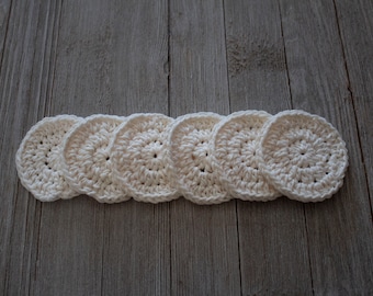 makeup remover pads - 100% cotton scrubbies - facial set - crochet cotton rounds - crochet - facial rounds - facial scrubbies - Set Of 6