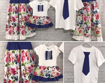 Custom made matching sibling outfits