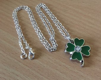 Four Leaf Clover Necklace, Lucky Charm Necklace, Green Clover Necklace, Four Leaf Clover Jewelry, 4 Leaf Clover Necklace