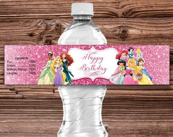 pink gold princess water bottle labels Royal princess water