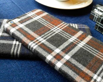 fire brick orange / ateneo blue plaid pattern iPhone case for iPhone 6, iPhone 6s, iPhone 6/6s plus, iPhone 7, iPhone 7 plus. Oxford Weave