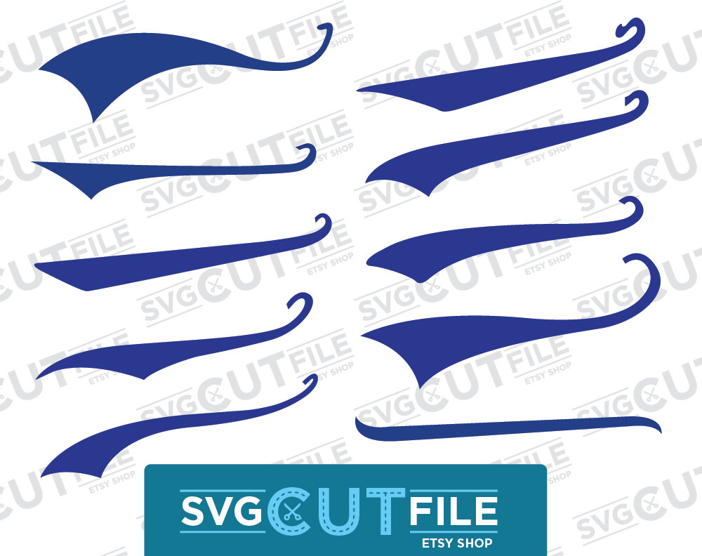 Swoosh SVG or Swish PNG Text Tail Word Endings Swash