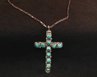 Large Vintage Native American Southwestern Silver Cross