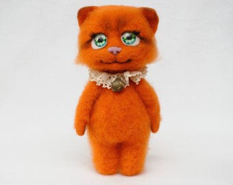 Felt cat Needle felted toy cat toyanimal miniature gift for girl teen gift from mom to daughter gift home decor cat lover gift cat figurine