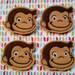 Curious George 4 cut Felties DIY Machine Embroidered Felties four cut monkey felties