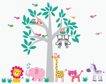 Jungle Fabric Decal Girls Jungle Decal REUSABLE and REMOVABLE Fabric Decal - C100A