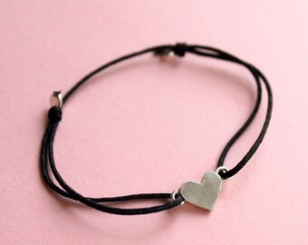 Personalized Heart Bracelet - Dainty Heart Bracelet - Bridesmaid Gift - Love Bracelet - Friendship Bracelet - Silver Heart Bracelet