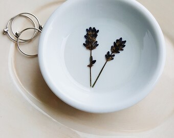 Lavender Floral Ring Dish, Flower Ring Dish, Jewelry Storage, Ring Dish, Nature Bowl, Trinket Holder, Naturalist Gift, Small Organizer