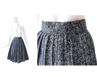 1950s Skirt • 50s Full Skirt • Black and Blue • XS Small S