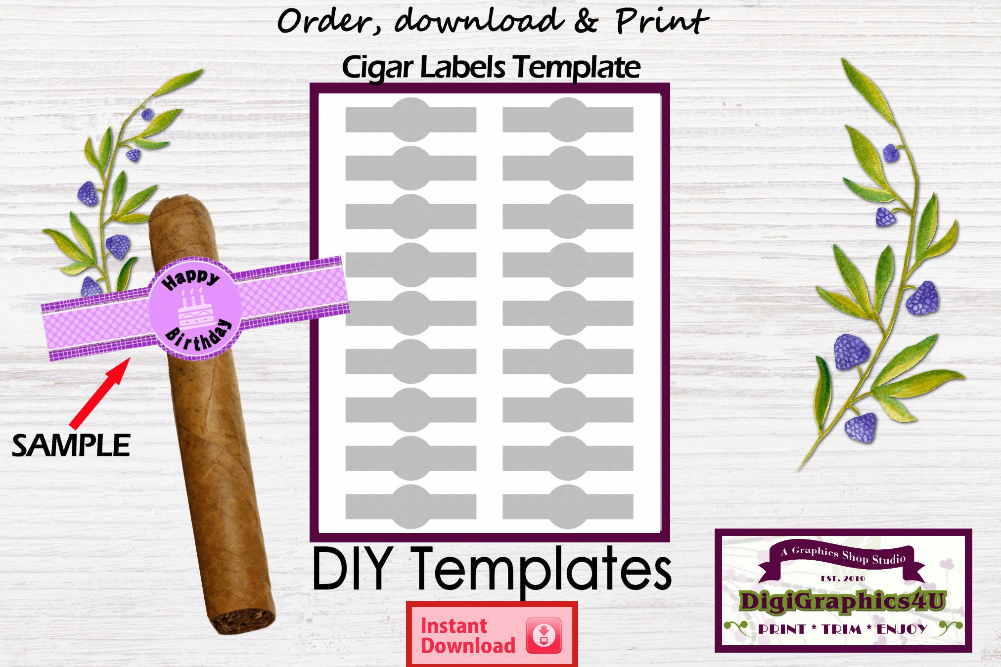 Cigar Band Labels Template or Stencil Printable File to Make