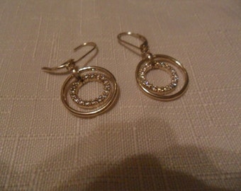 Vintage CZ Leaverback Sterling Silver Dangle Earrings