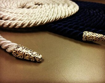 CUSTOM Handfasting Cord - silky twisted cording with metal aglet/endcap
