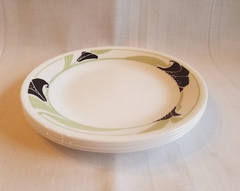 Vintage Set of 4 Corelle Black Orchid Bread Plates / Bread and Butter Plates ~ Corelle Dinnerware