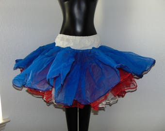 Vintage 1960s Red, White, and Blue Crinoline Petticoat by Malco Modes in size Petite