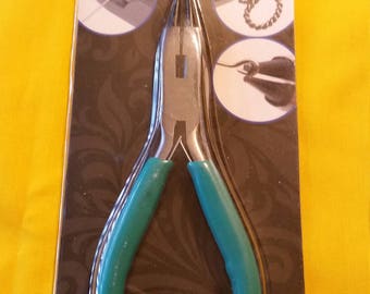 A PAIR of GREEN PLIERS 3-In-1 Round Nose Pliers to make loops, bend wire and Heavy Duty Wire Cutter. Padded Green Handle. Easy to Use.