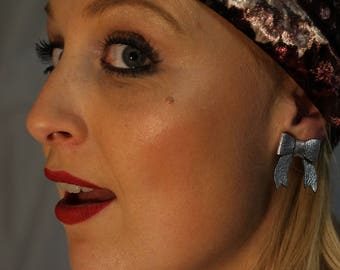 Mini Silver Leather Earrings