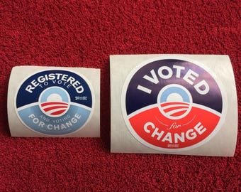 2 (TWO) President Barack Obama : 2008 Campaign Stickers