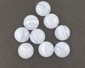 12mm Blue Lace Agate Cabochon, calibrated, blue lace agate, blue lace agate cab, pale blue cabs, small cabochon, round cabochon, blue lace