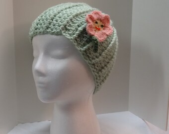 Hand Crochet Beanie with Decorative Removable Knitted Flower