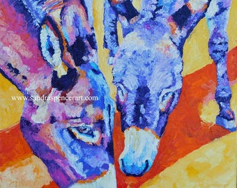 Original Donkey Oil Painting 12"x12" painted by knife