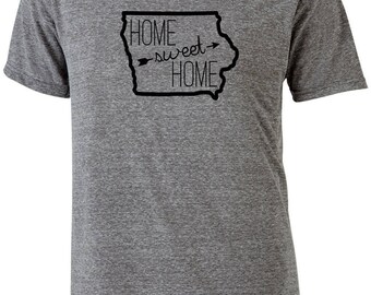 Iowa Shirt/Iowa Tshirt/Iowa 'Home Sweet Home'//IOwa Tee// Adult Tee Shirt T-Shirt Custom State Tee
