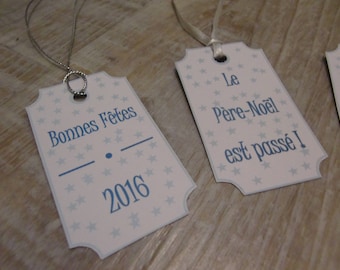 4 tags for gifts - set B - Theme Christmas blue and white
