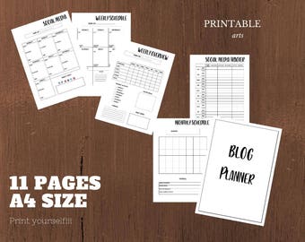 A5 Filofax A5 Hobonichi Printable Social Media Set with Blog
