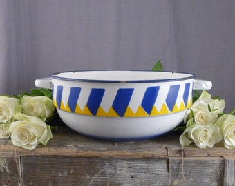 Enamelled vase, bowl with handles, pot enamel, Enamel white bowl with handles , enamel, vintage, kitchen, bowl, shabby chic, enamel bowl