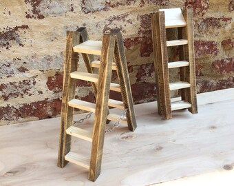 Wooden ladder folding furniture, step stool, jewel case, gift idea, wooden ladder with steps ladder ornamental stool door necklaces earrings