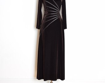 90s tadashi dress, vintage 90s dress, brown velvet dress, 90s clothing, long dress, tadashi gown, 90s prom dress, stretch velvet, L XL