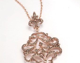 Rose Gold Fleur-de-Lis Pendant Necklace