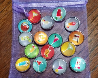 18mm Snap Button Charms - Drinks
