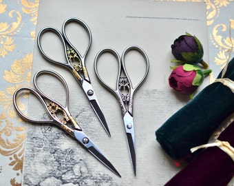 Scissors, Vintage scissors, Sewing scissors, Embroidery scissors, Gift for her, Silver Gold scissors, Crochet scissors, Mothers day gift