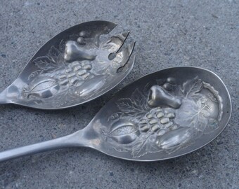 Vintage EPNS Sheffield England Serving Spoon and Spork