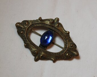 Art Nouveau Brass Sash Pin