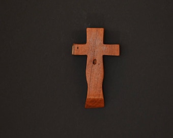 Wood Cross; Hanging Cross-3"x5"x1";One Only; Natural Holes;Handcrafted; Texas Mesquite Wood;Cabin Decor; Free Ground Shipping; cc5-5112917