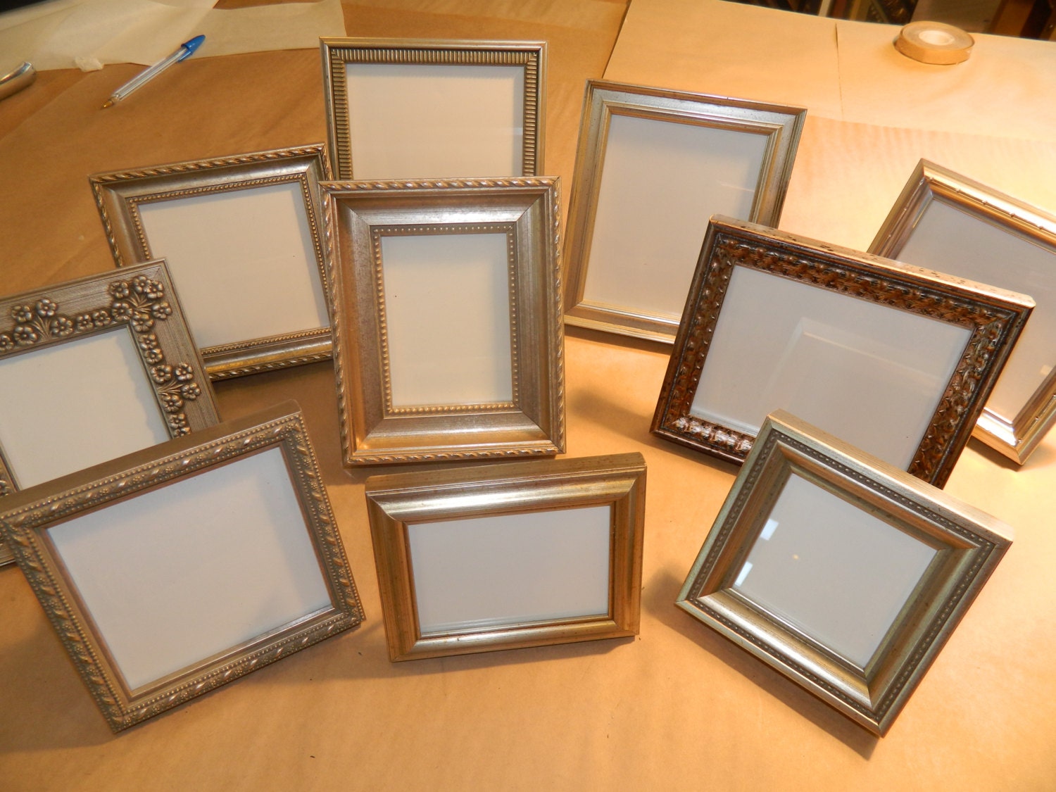 12 Small SILVER Frames for Wedding Party Favors Bridesmaids