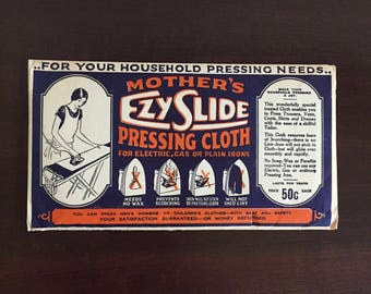 Mother's EzySlide Pressing Cloth, Ely-Slide Pressing Cloth Company 1925 Cincinnati, OH, Collectible, Antique, Vintage Sewing Notions