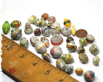 Mixed multicolor paper beads, Mixed sizes rolled paper beads, Craft supplies, Jewelry supplies, DIY, Destash, Boho components, Hippie beads