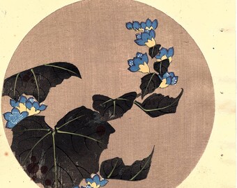 Japanese antique woodblock print, Ito Jakuchu, "Empress tree, from Jakuchu gafu"