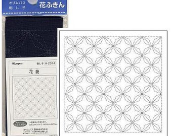 Sashiko Sampler PATTERN - Hana-bishi Navy #H2014