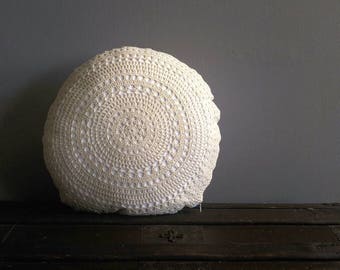 Crochet Round Cushion | Round Pillow | Boho Pillow | Decorative Pillow | Crochet Cushion | Crochet Pillow | Doily Pillow Cover | Doily