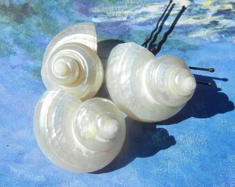 Seashell Hair Pins - Pearly Swirls